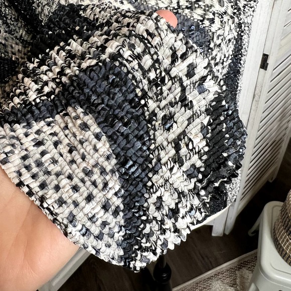 ALBERTO MAKALI Women's Crinkle Sequin Leopard Animal Print Top Blous Black White - Picture 12 of 15